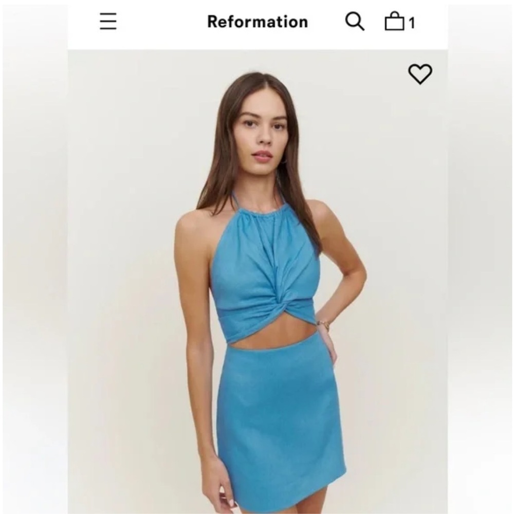 NWT Blue Linen Meri Reformation Top